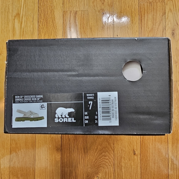 Sorel Full Grain Leather Crisscross Sandal Chalk Utility Green Size 7 - Picture 11 of 11